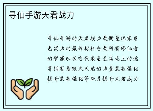 寻仙手游天君战力